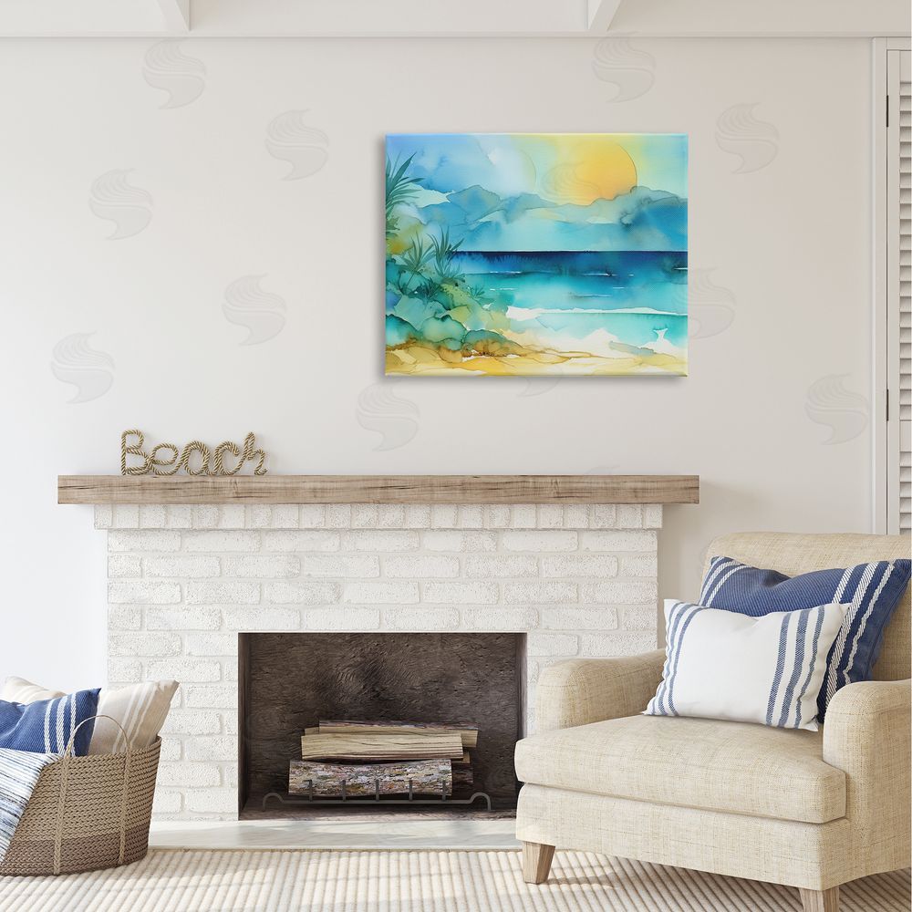 Andrea Haase Abstract Sun on Beach Canvas Wall Art Print in Room