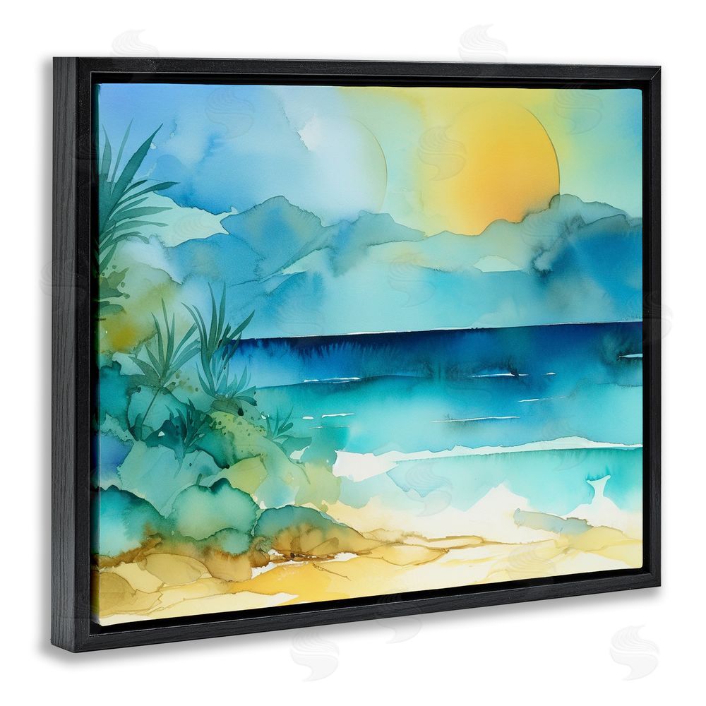 Andrea Haase Abstract Sun on Beach Black Floating Frame Canvas Wall Art Print