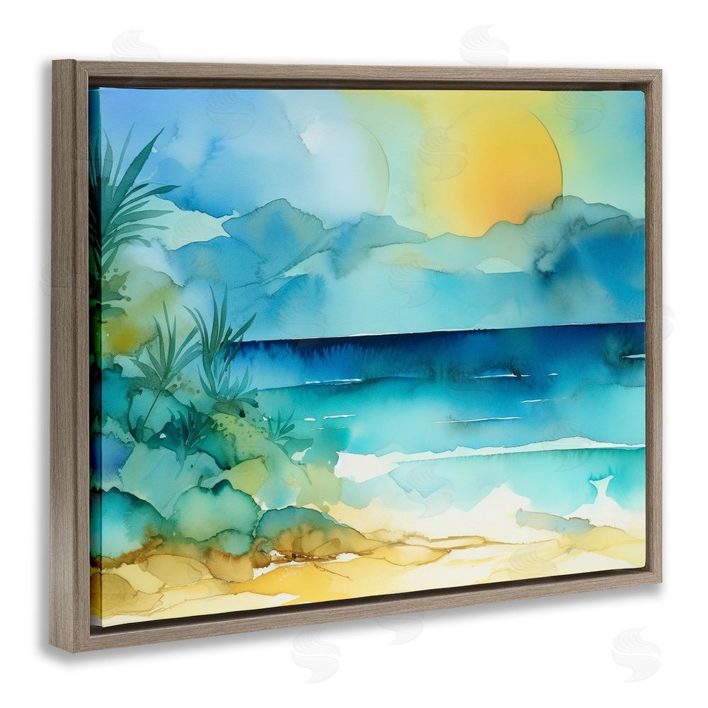 Andrea Haase Abstract Sun on Beach Brown Floating Frame Canvas Wall Art Print