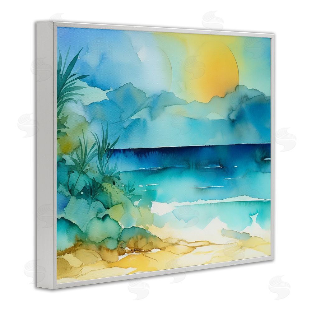 Andrea Haase Abstract Sun on Beach White Framed Giclee Wall Art Print