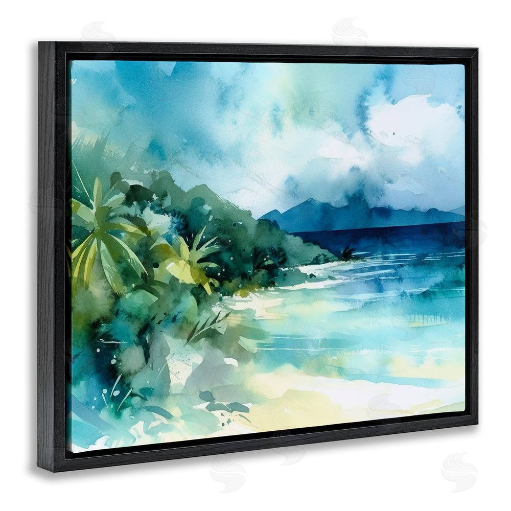 Andrea Haase Abstract Tropical Landscape Black Floating Frame Canvas Wall Art Print
