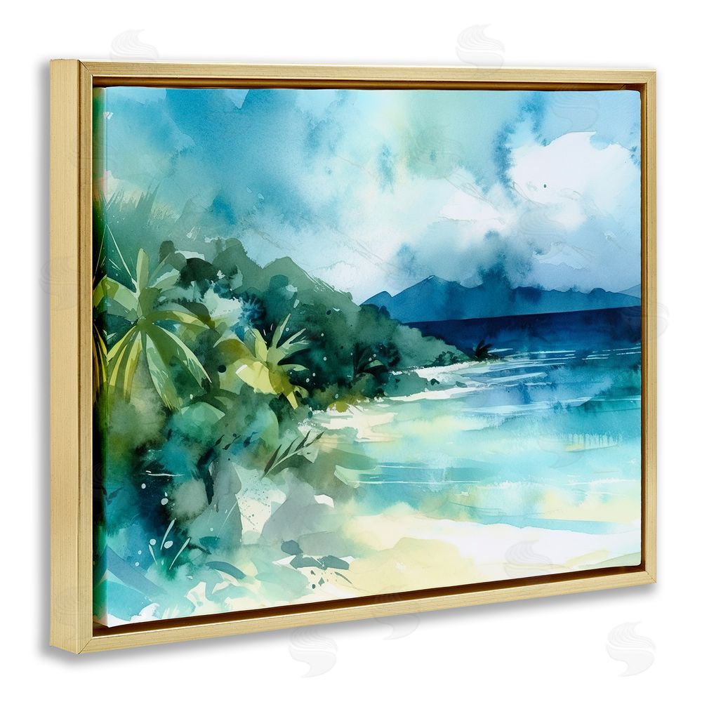Andrea Haase Abstract Tropical Landscape Gold Floating Frame Canvas Wall Art Print