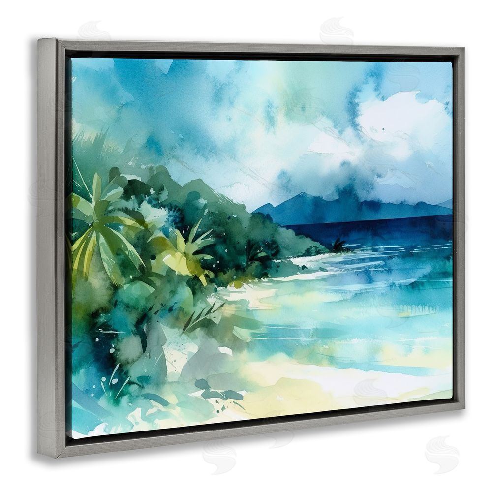 Andrea Haase Abstract Tropical Landscape Gray Floating Frame Canvas Wall Art Print