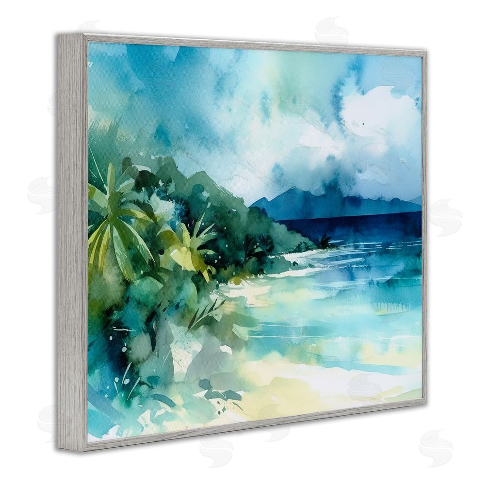 Andrea Haase Abstract Tropical Landscape Gray Framed Giclee Wall Art Print