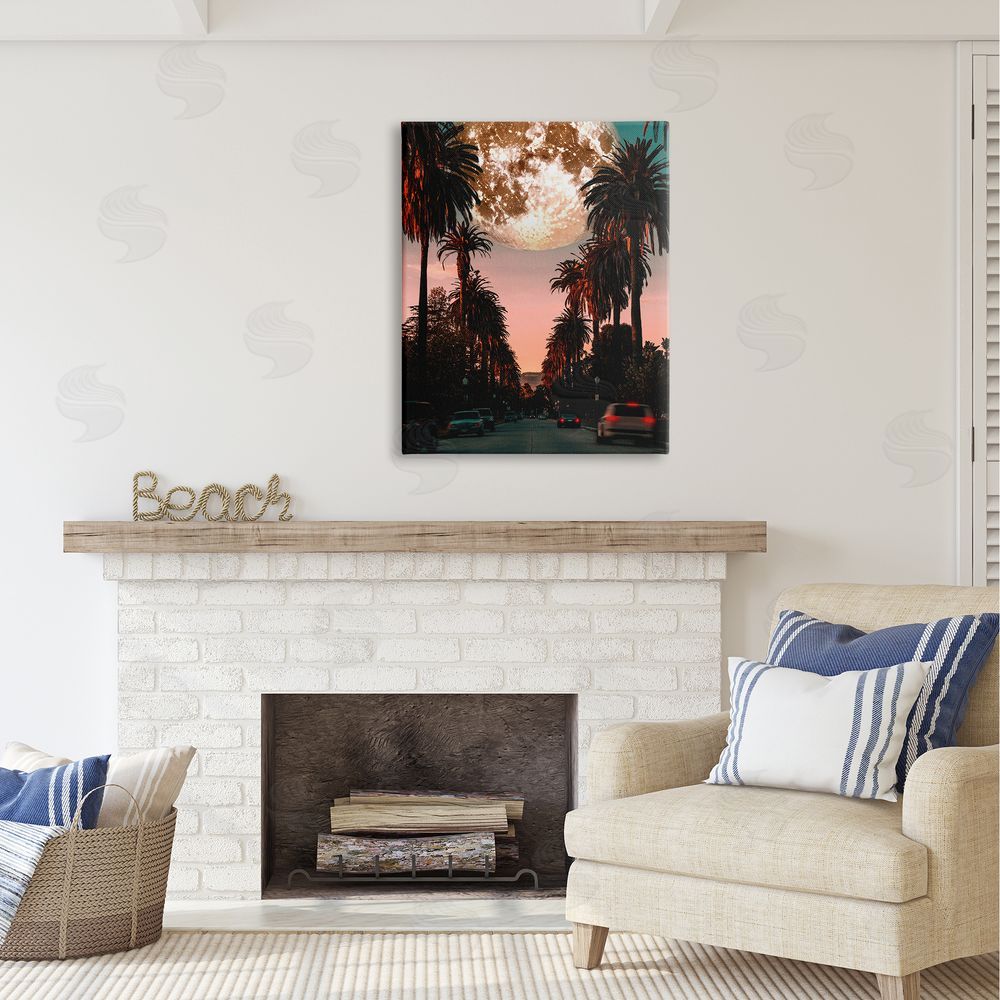 Ziwei Li Tropical Moon Sunset Canvas Wall Art Print in Room