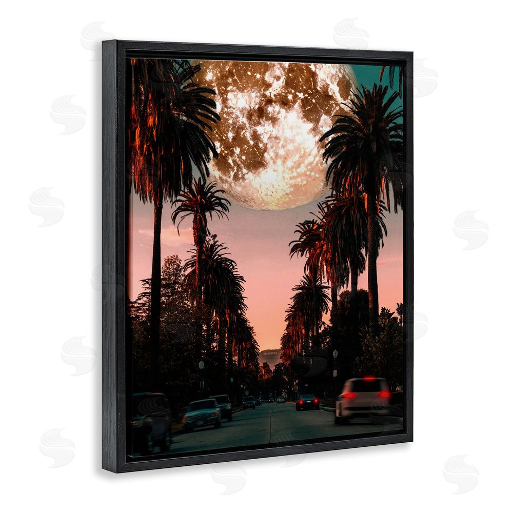Ziwei Li Tropical Moon Sunset Black Floating Frame Canvas Wall Art Print