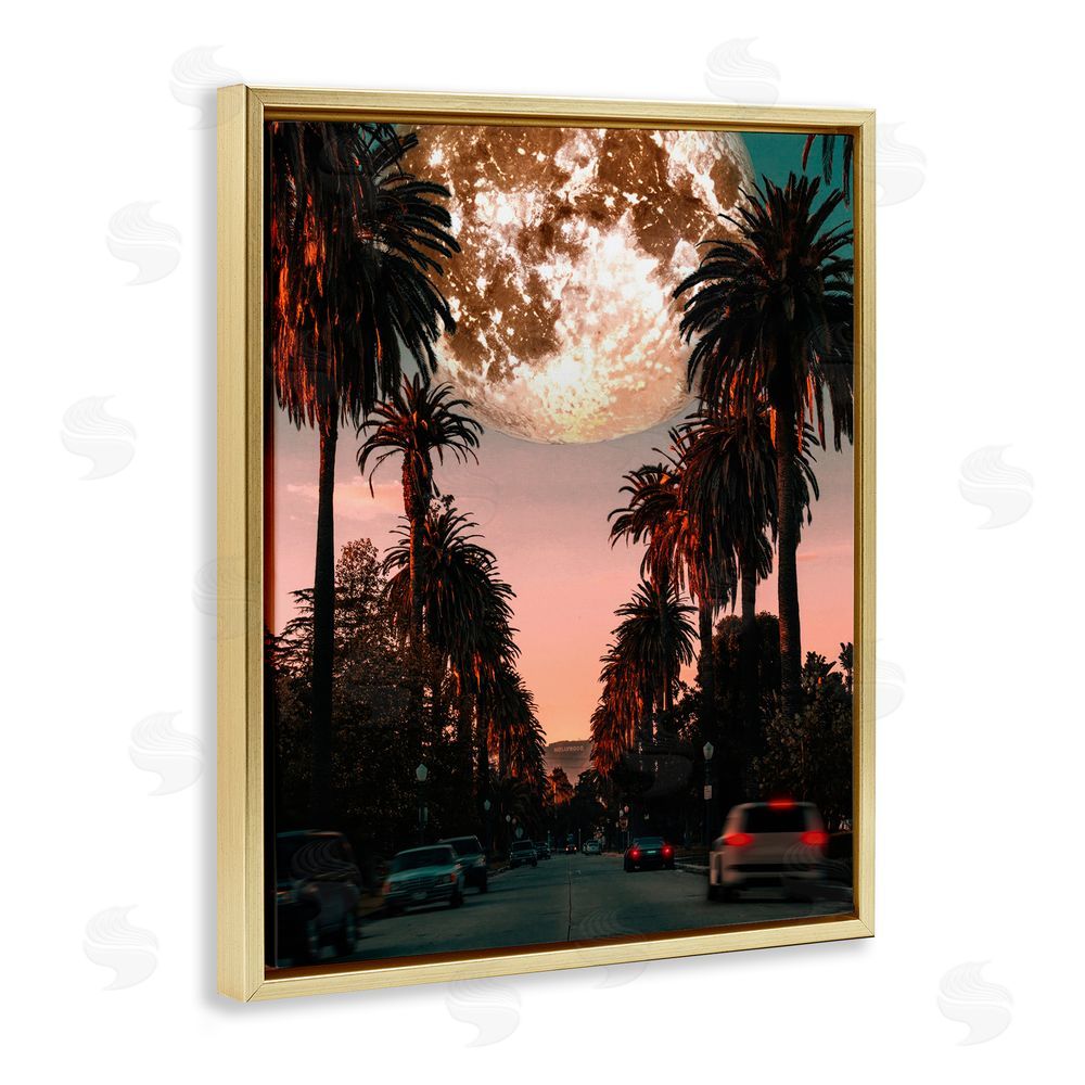 Ziwei Li Tropical Moon Sunset Gold Floating Frame Canvas Wall Art Print