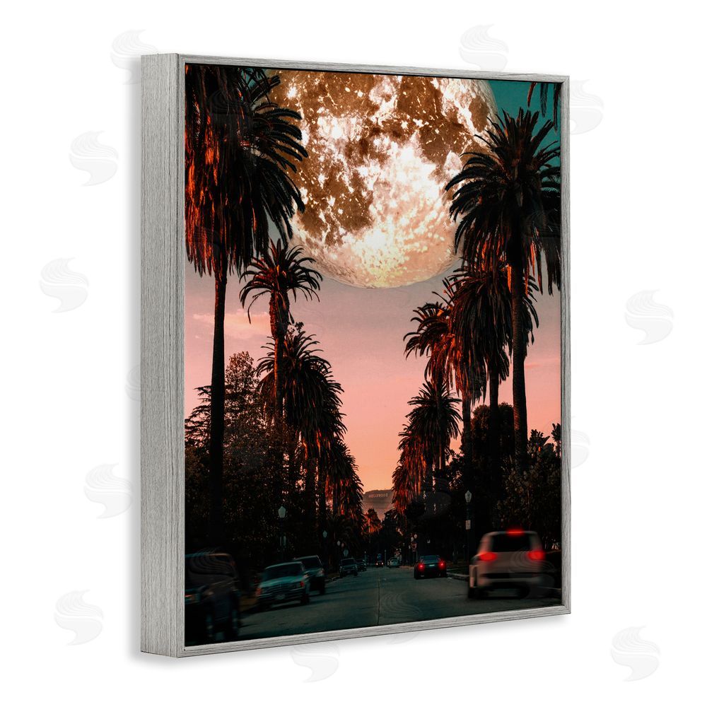 Ziwei Li Tropical Moon Sunset Gray Framed Giclee Wall Art Print