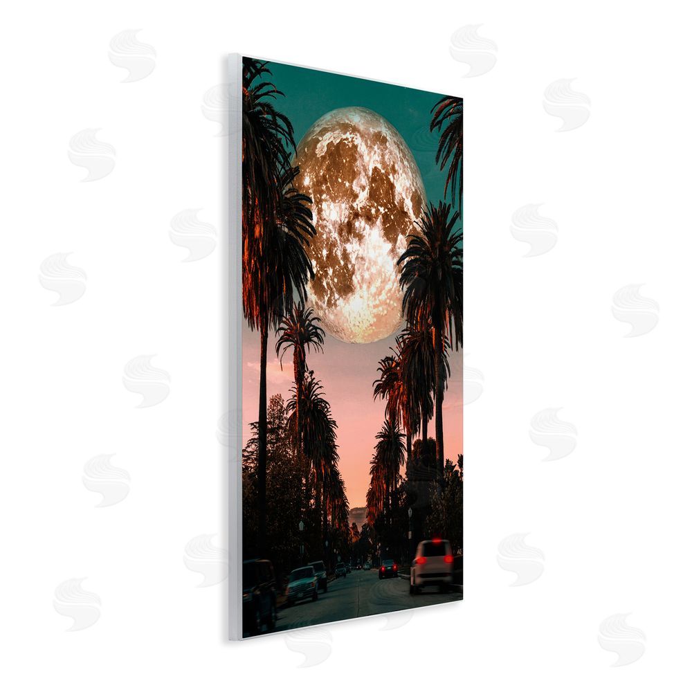Ziwei Li Tropical Moon Sunset Wooden Wall Plaque Art Print
