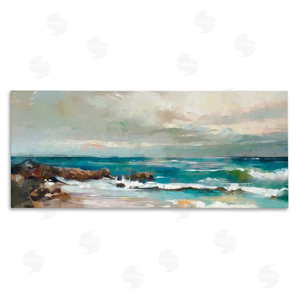 Ziwei Li Rocky Ocean Waves Stretched Canvas Wall Art Print