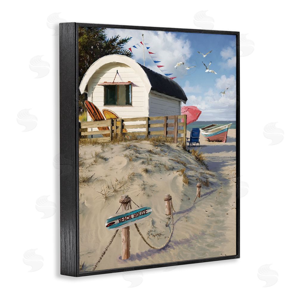 Jason Kirk Beach House Landscape Black Framed Giclee Wall Art Print