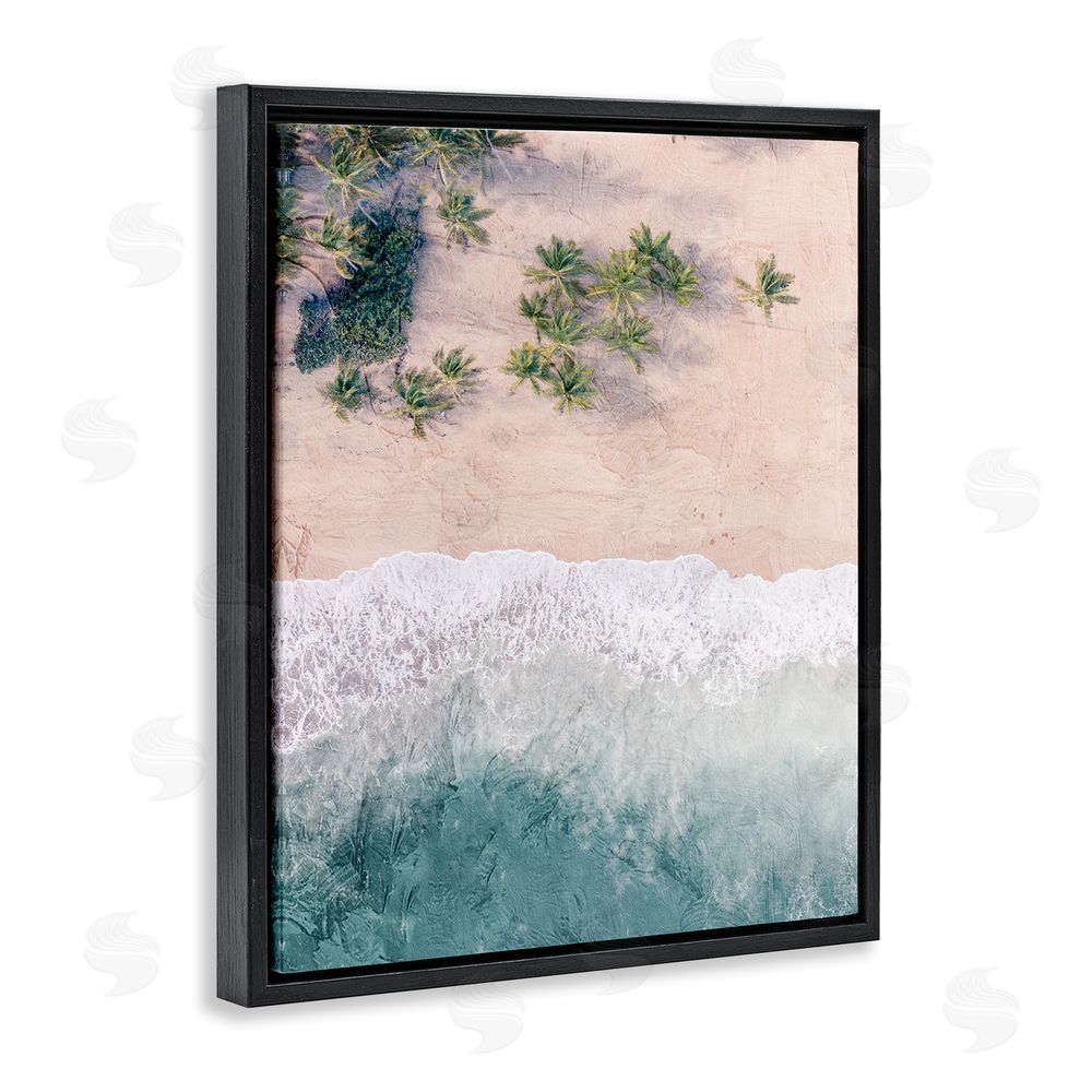 Kim Allen Aerial Tropical Beach Black Floating Frame Canvas Wall Art Print