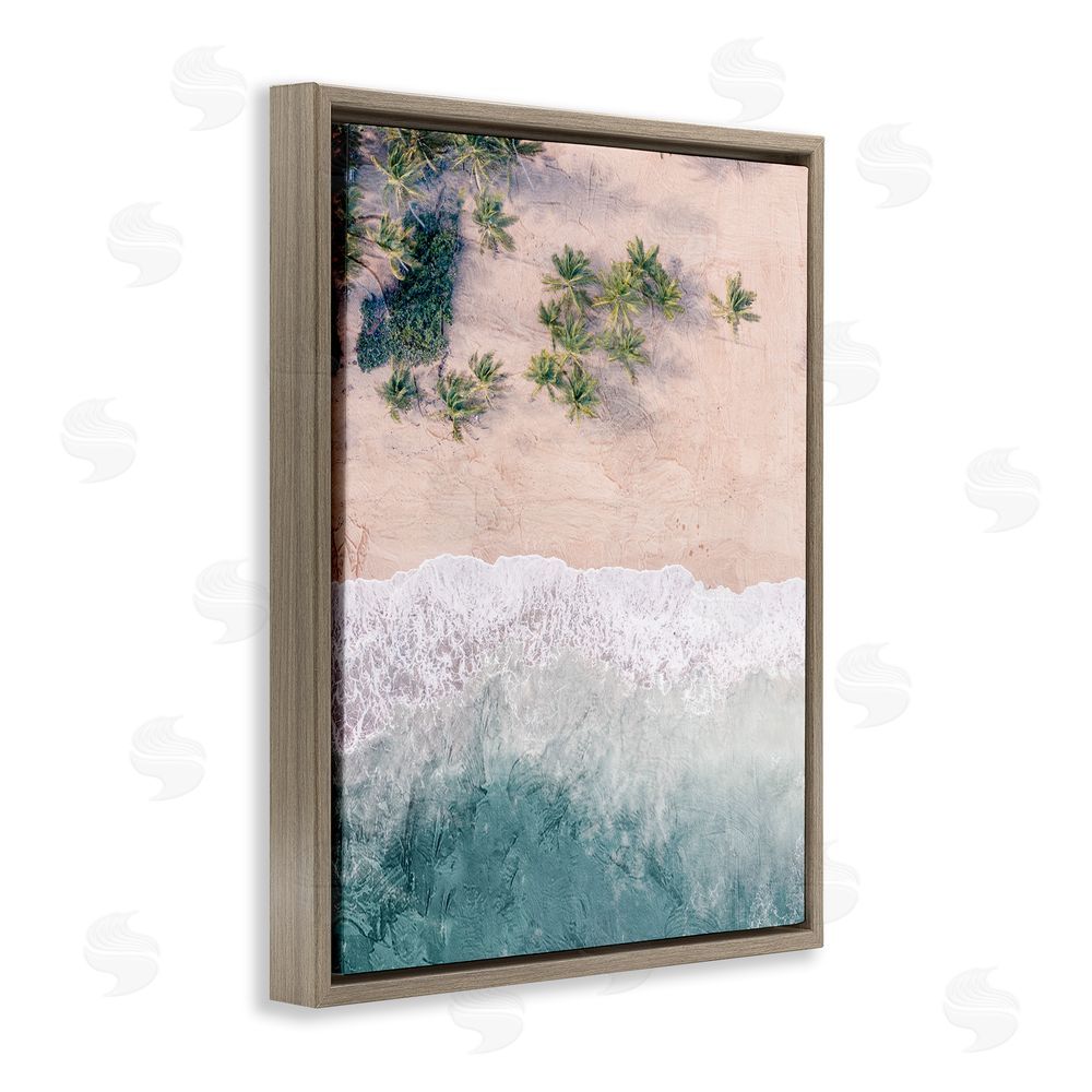 Kim Allen Aerial Tropical Beach Brown Floating Frame Canvas Wall Art Print