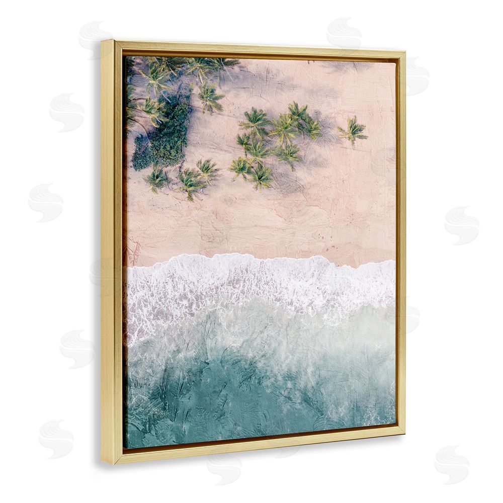 Kim Allen Aerial Tropical Beach Gold Floating Frame Canvas Wall Art Print