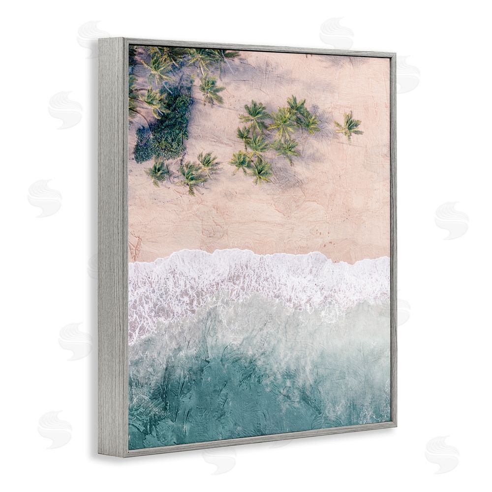 Kim Allen Aerial Tropical Beach Gray Framed Giclee Wall Art Print