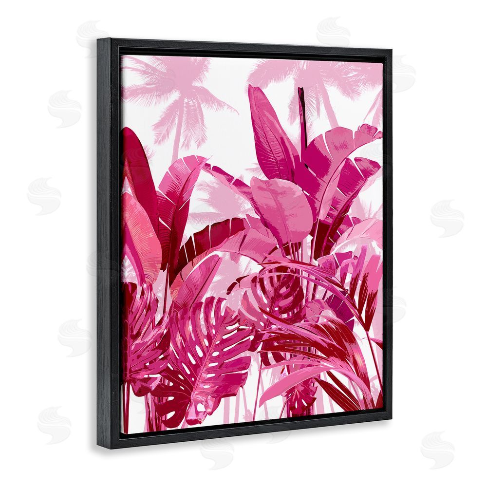 Kristen Drew Modern Pink Palms Black Floating Frame Canvas Wall Art Print