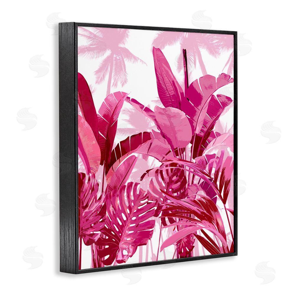 Kristen Drew Modern Pink Palms Black Framed Giclee Wall Art Print