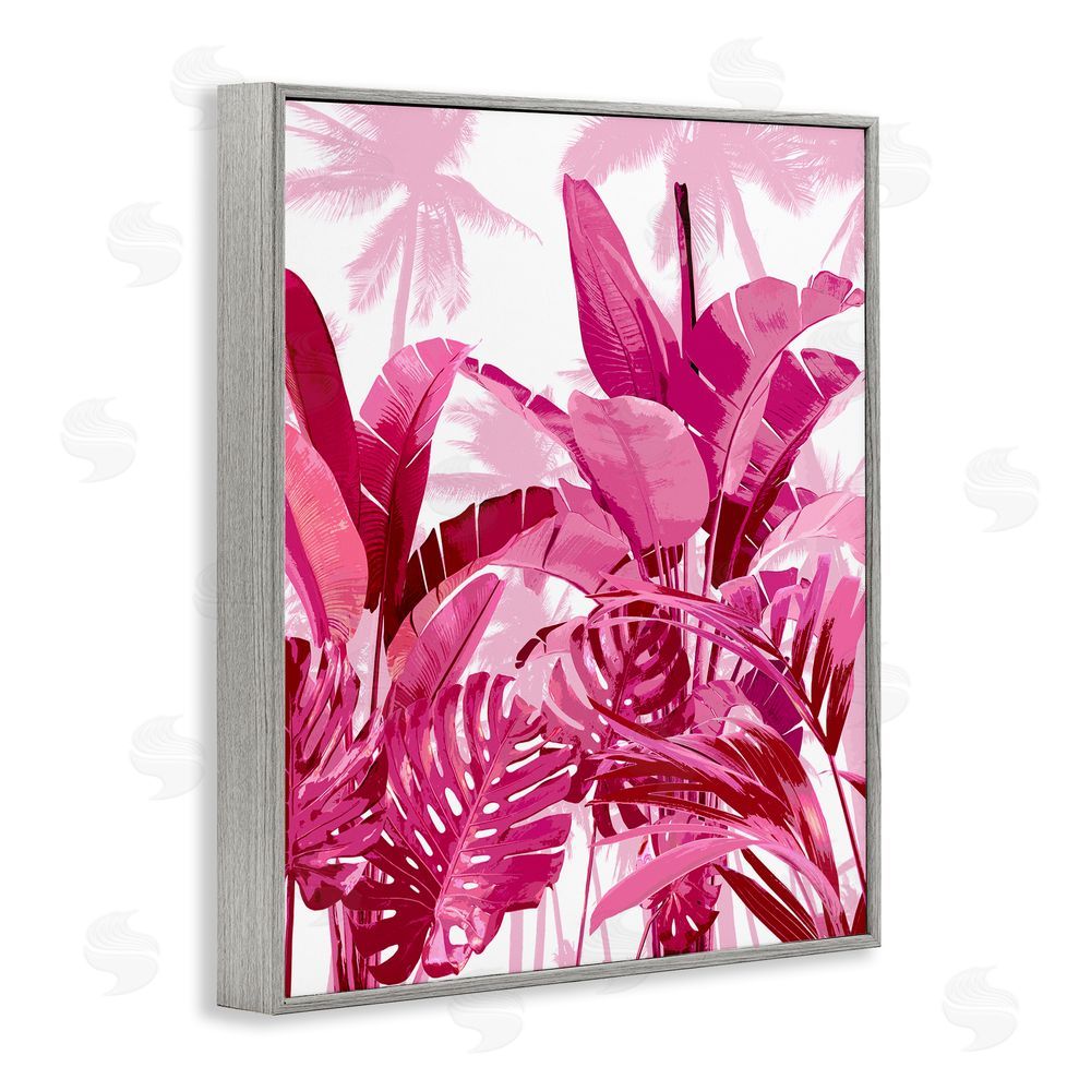 Kristen Drew Modern Pink Palms Gray Framed Giclee Wall Art Print