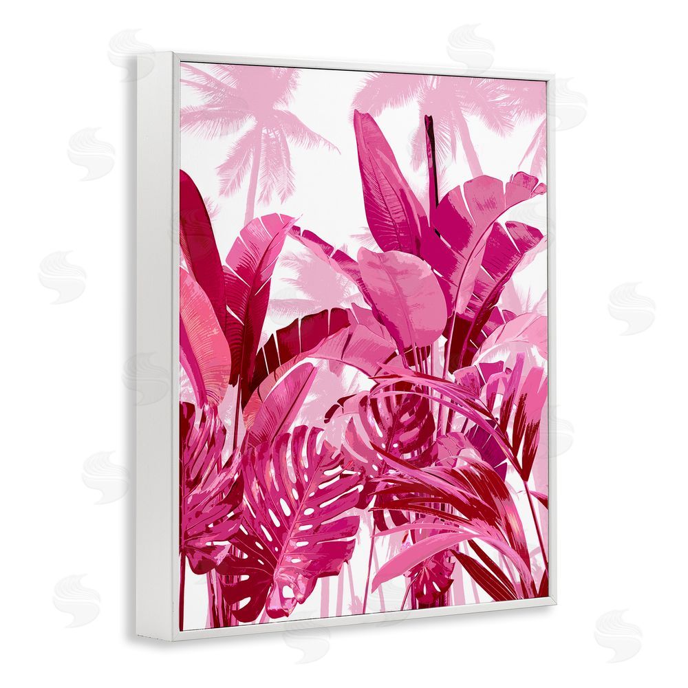 Kristen Drew Modern Pink Palms White Framed Giclee Wall Art Print