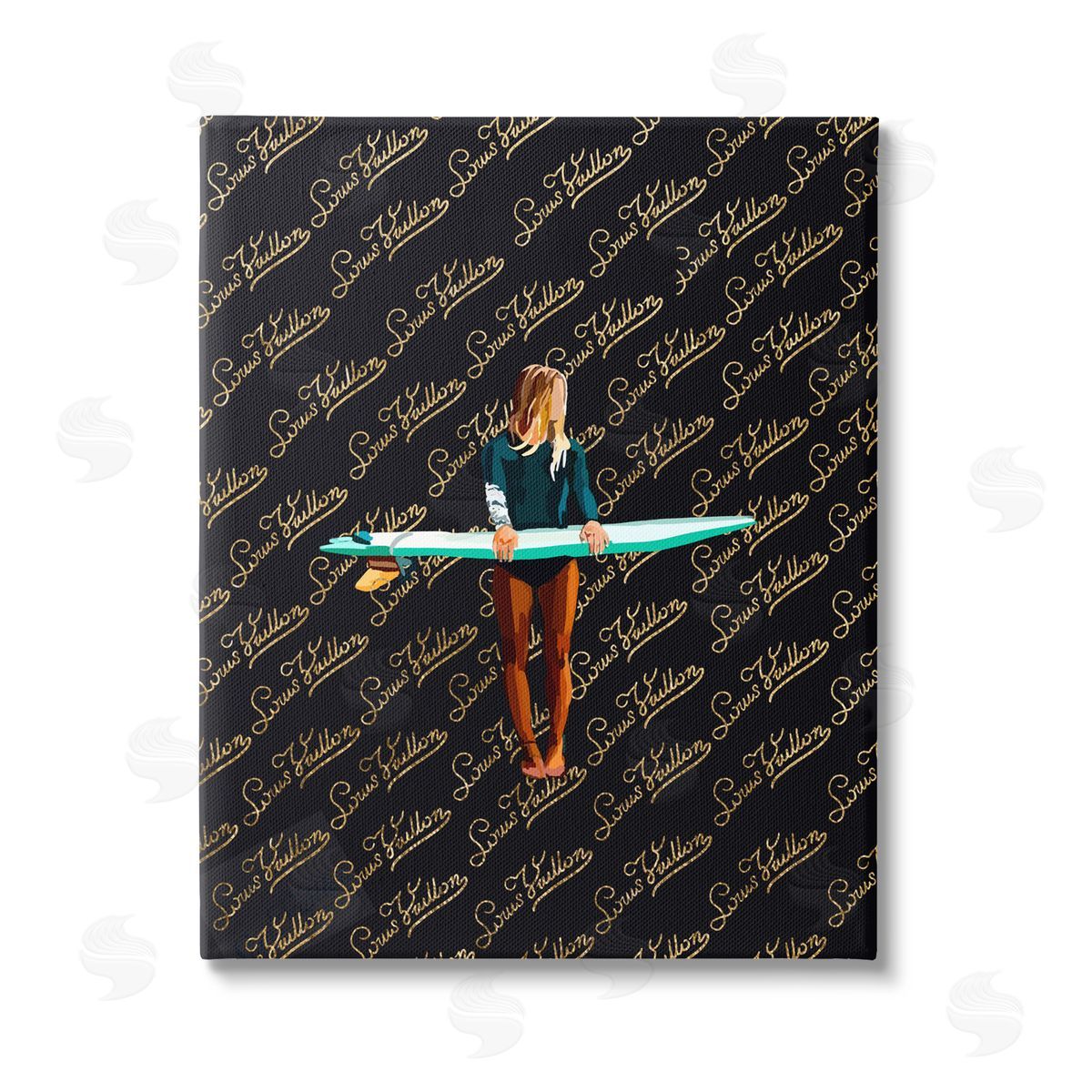 Amelia Noyes Glam Girl with Surfboard Canvas Wall Art Print