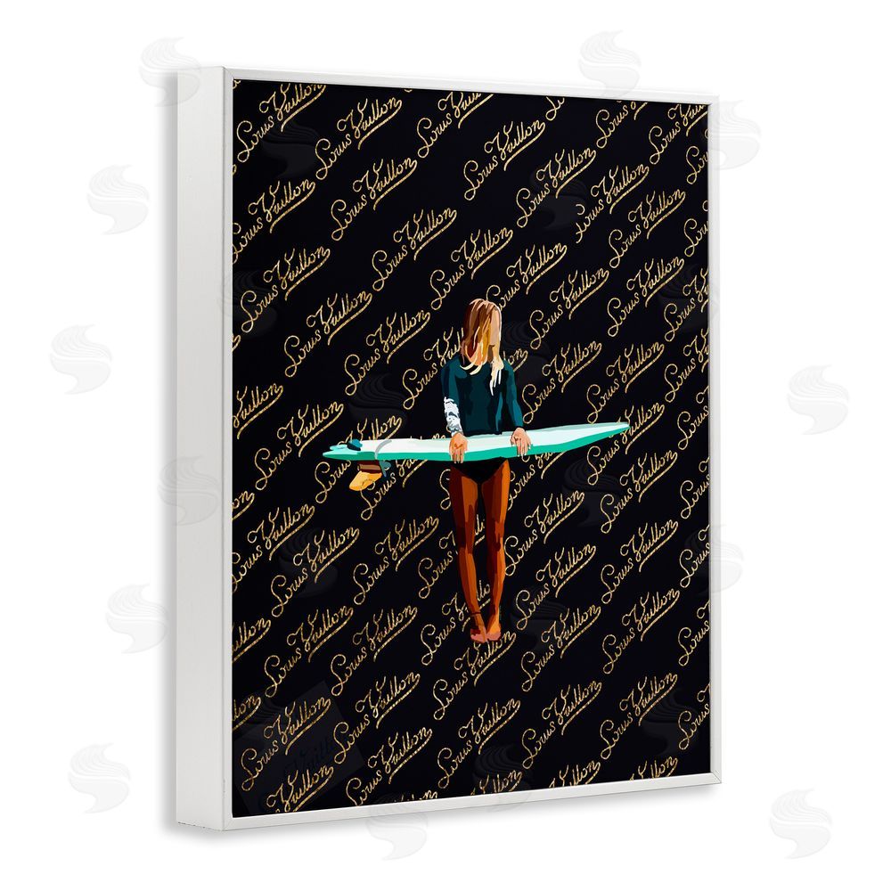 Amelia Noyes Glam Girl with Surfboard White Framed Giclee Wall Art Print