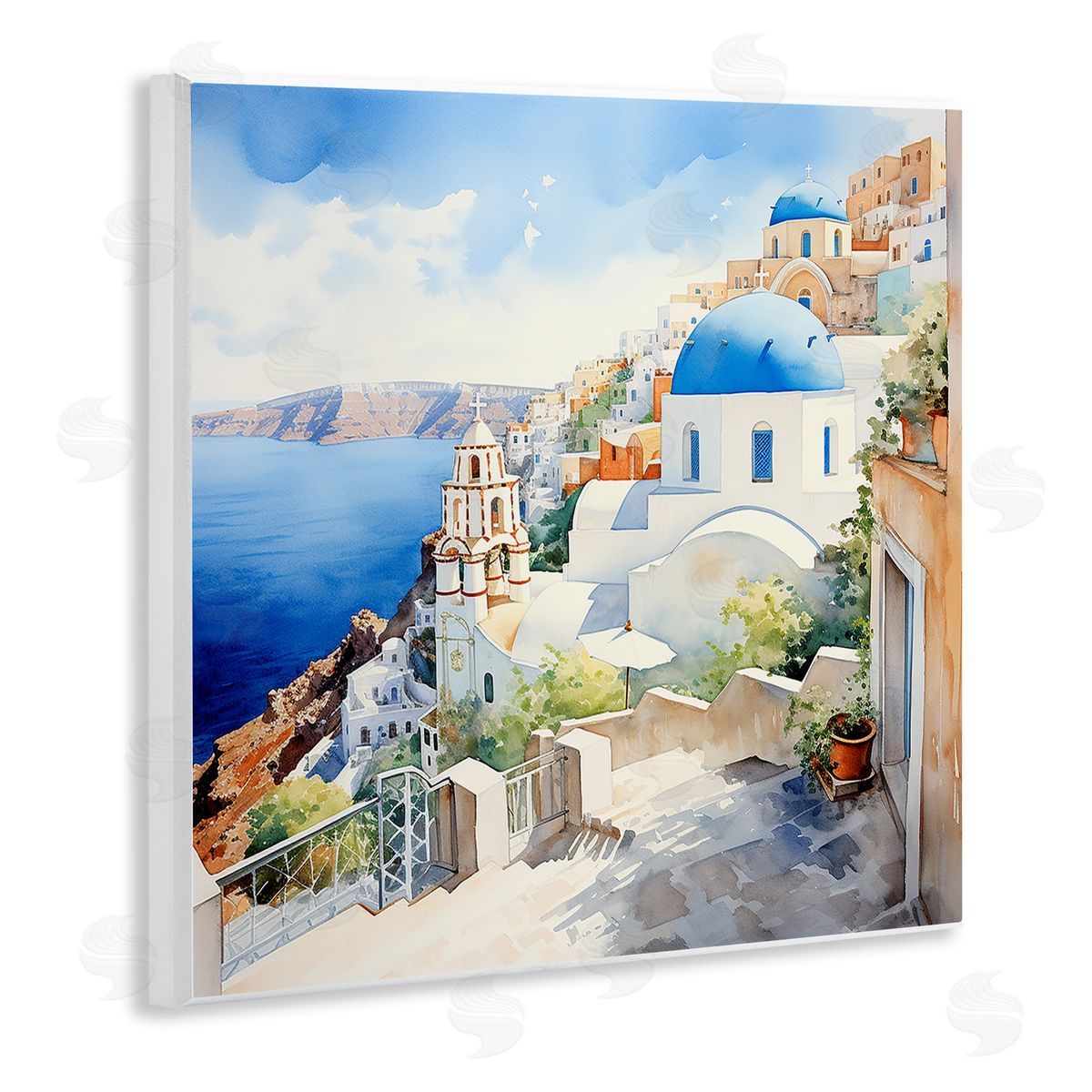 Santorini City Landscape Wood Plaque Wall Art, Home Decor by LSR Design Studio