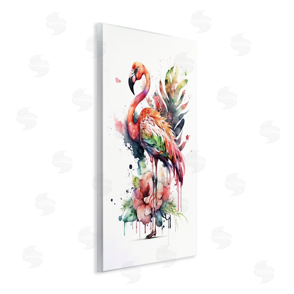 LSR Design Studio Modern Splash Flamingo Wooden Wall Plaque Art Print