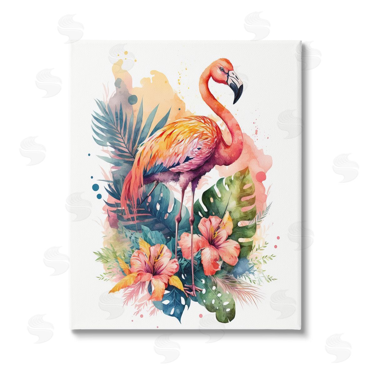 LSR Design Studio Modern Tropical Flamingo Canvas Wall Art Print