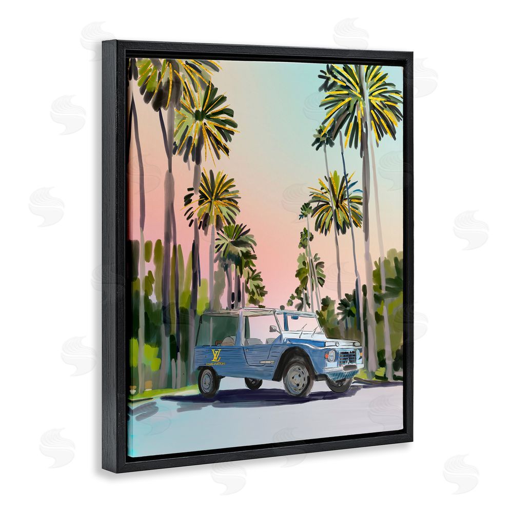 Amelia Noyes Glam Summer Truck Black Floating Frame Canvas Wall Art Print