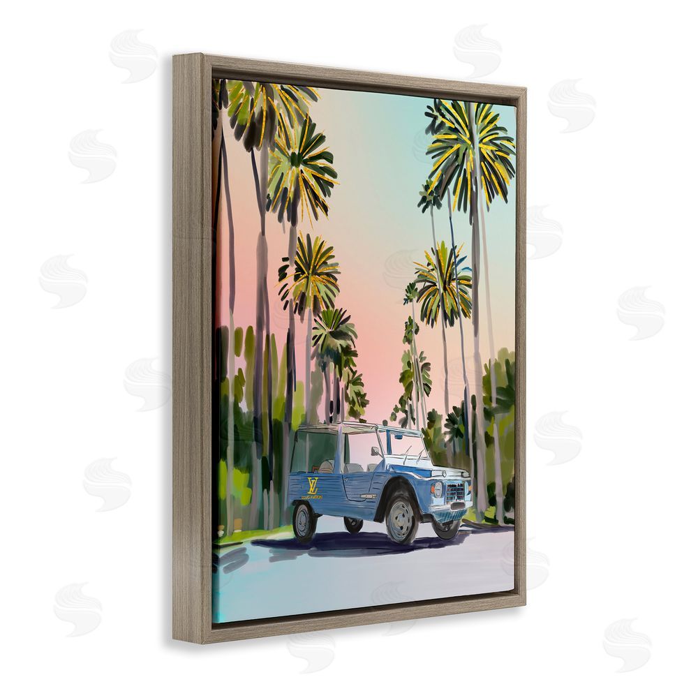 Amelia Noyes Glam Summer Truck Brown Floating Frame Canvas Wall Art Print