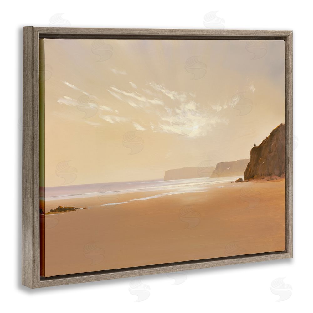 Lee Spencer Brown Beach Landscape Brown Floating Frame Canvas Wall Art Print
