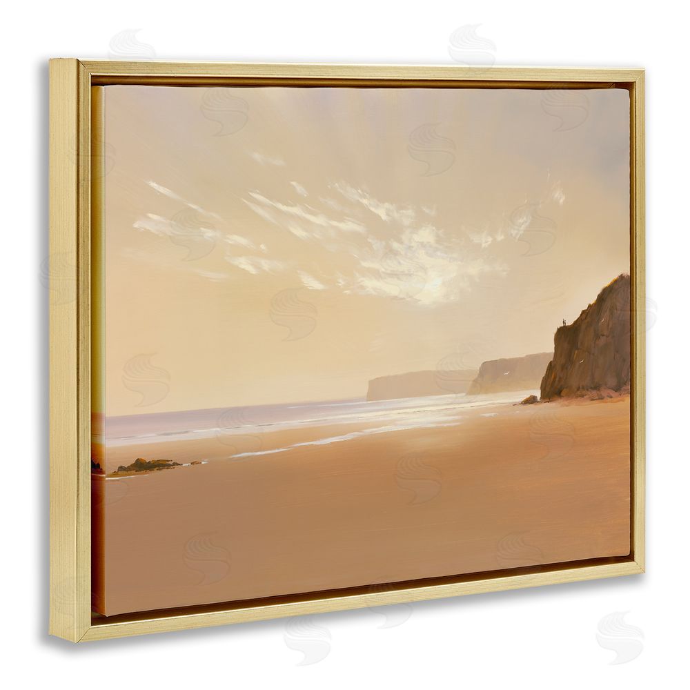 Lee Spencer Brown Beach Landscape Gold Floating Frame Canvas Wall Art Print