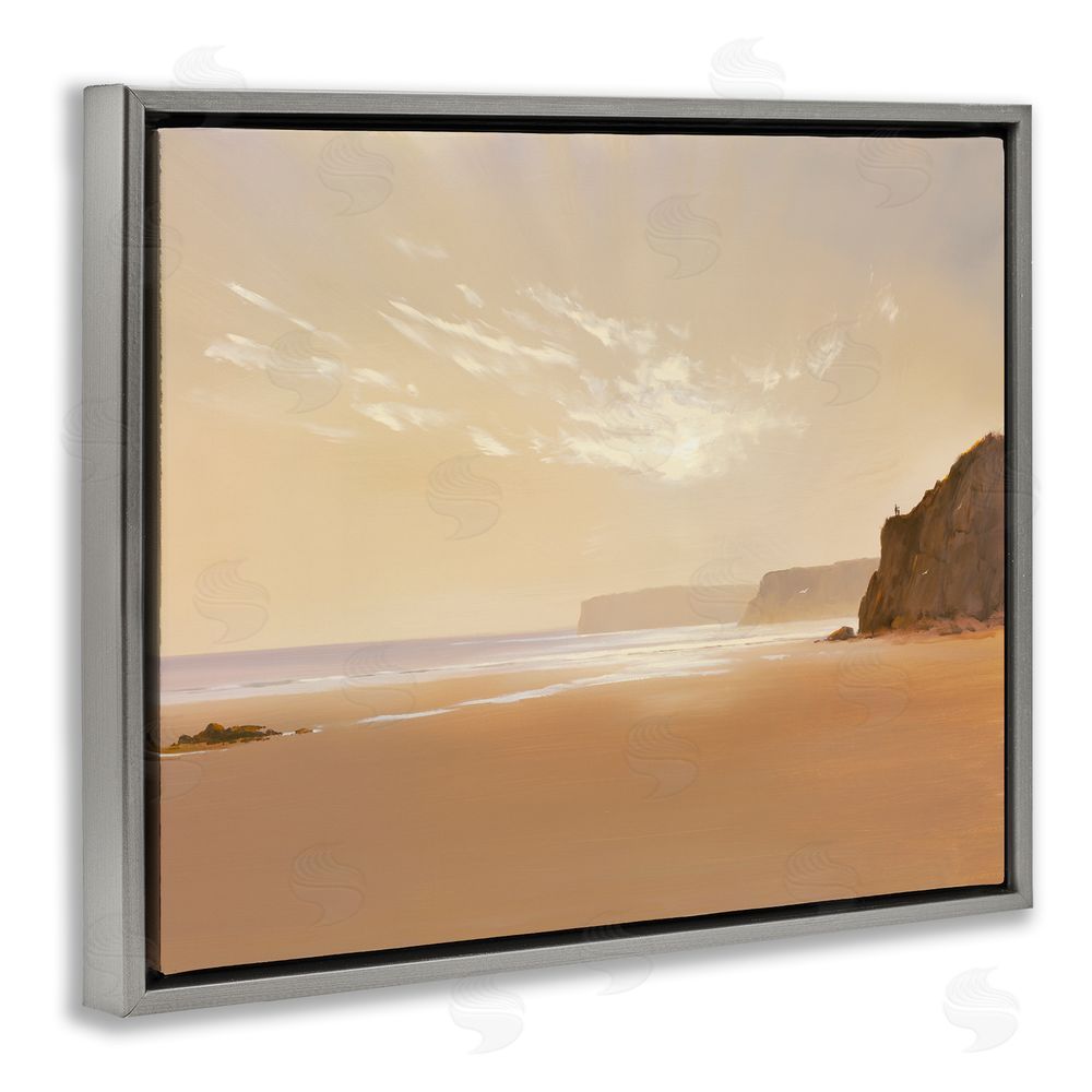 Lee Spencer Brown Beach Landscape Gray Floating Frame Canvas Wall Art Print