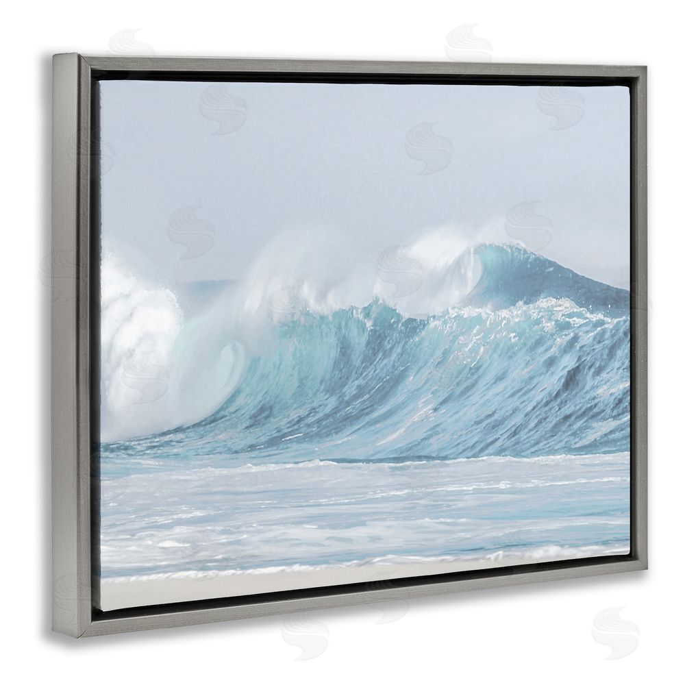 Maggie Olsen Ocean Tsunami Waves Gray Floating Frame Canvas Wall Art Print