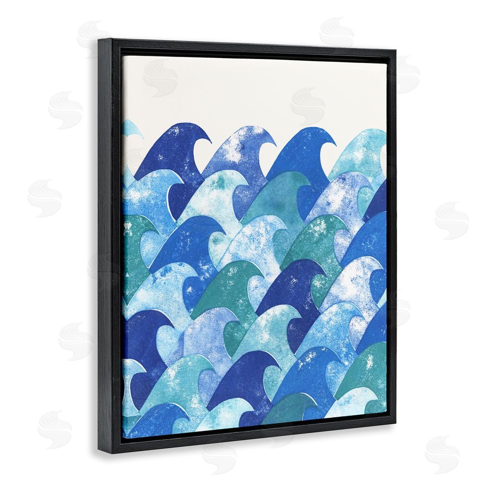 Marie le Moal Abstract Sea Waves Black Floating Frame Canvas Wall Art Print