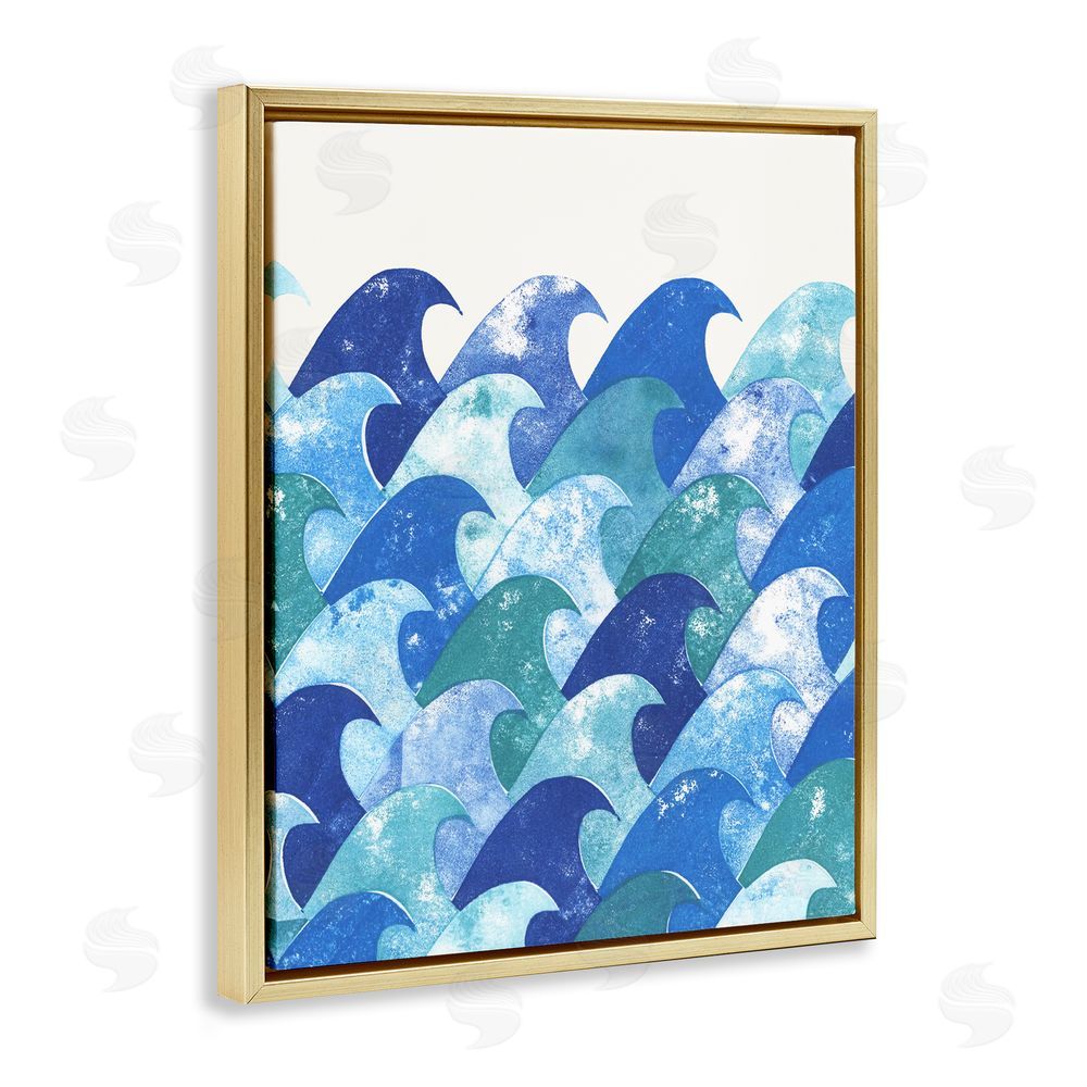 Marie le Moal Abstract Sea Waves Gold Floating Frame Canvas Wall Art Print