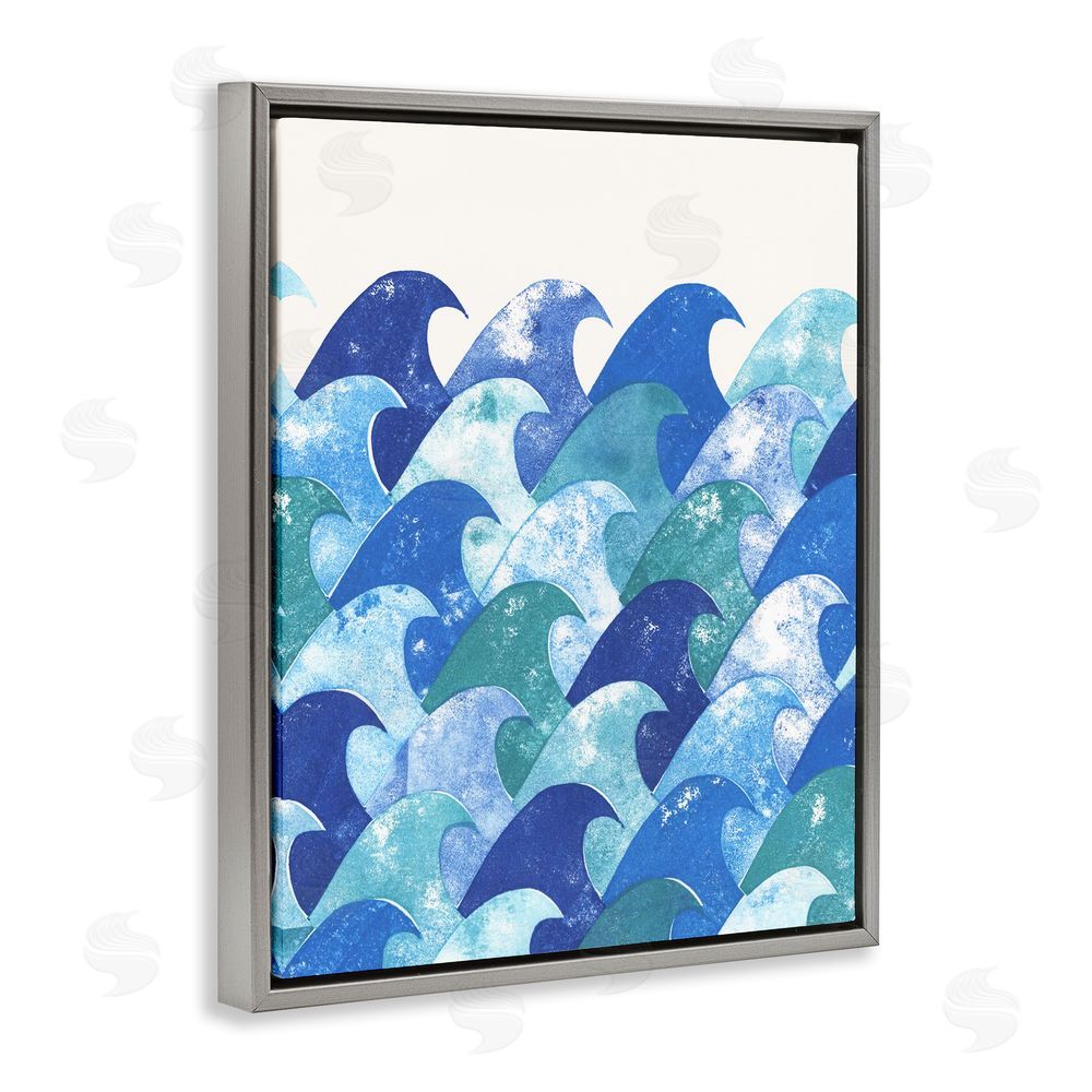 Marie le Moal Abstract Sea Waves Gray Floating Frame Canvas Wall Art Print