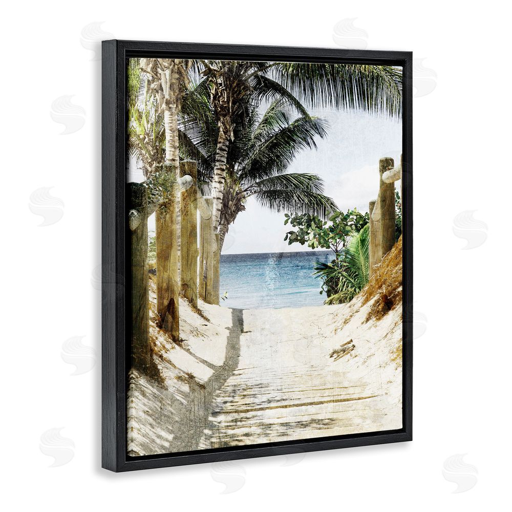 Marcus Prime Tropical Sandy Path Black Floating Frame Canvas Wall Art Print