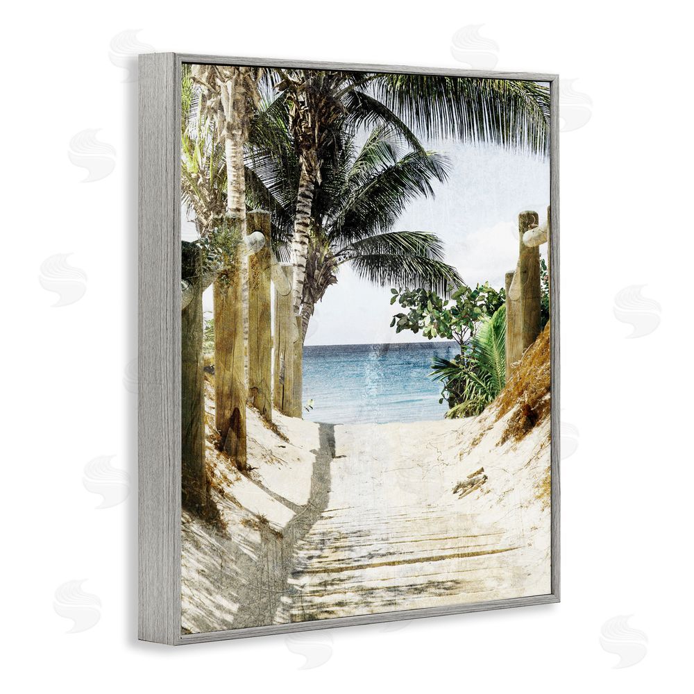 Marcus Prime Tropical Sandy Path Gray Framed Giclee Wall Art Print