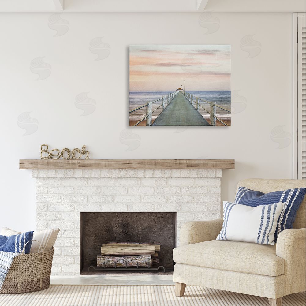 Marcus Prime Nautical Pier Walkway Canvas Wall Art Print in Room