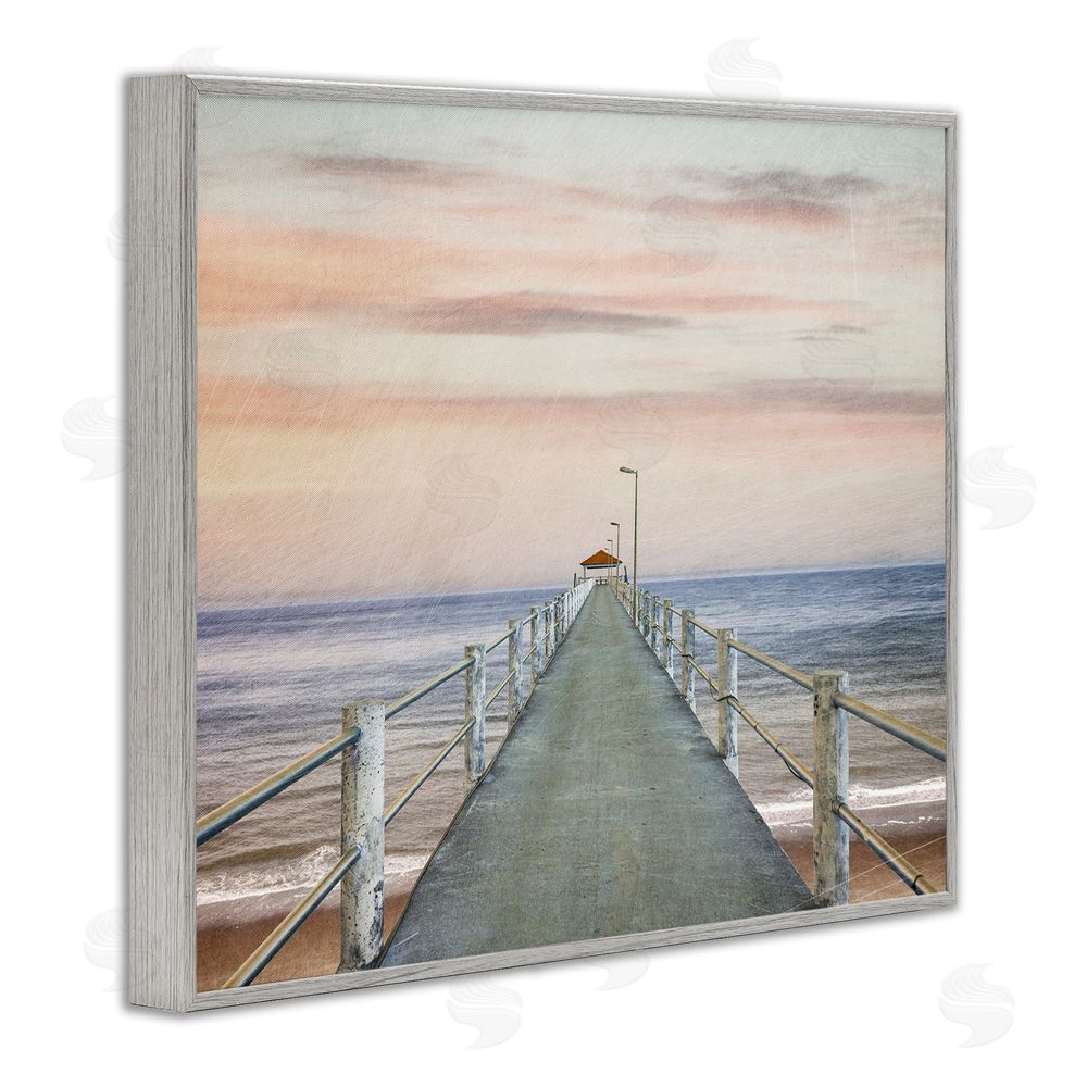 Marcus Prime Nautical Pier Walkway Gray Framed Giclee Wall Art Print