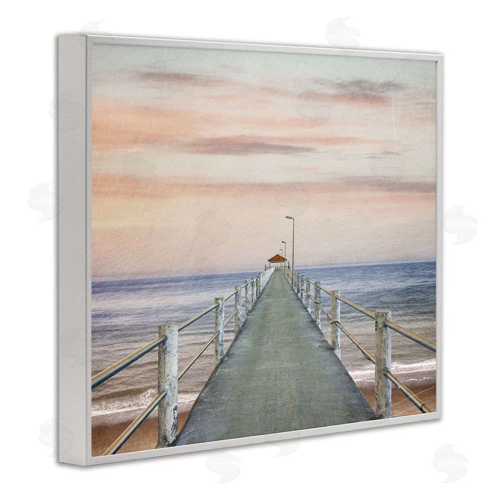 Marcus Prime Nautical Pier Walkway White Framed Giclee Wall Art Print