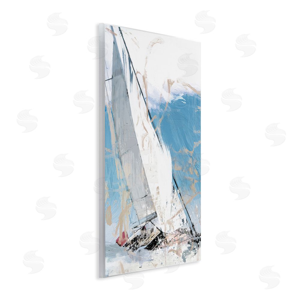 Savannah Miller Abstract Sailboat Waves Wooden Wall Plaque Art Print