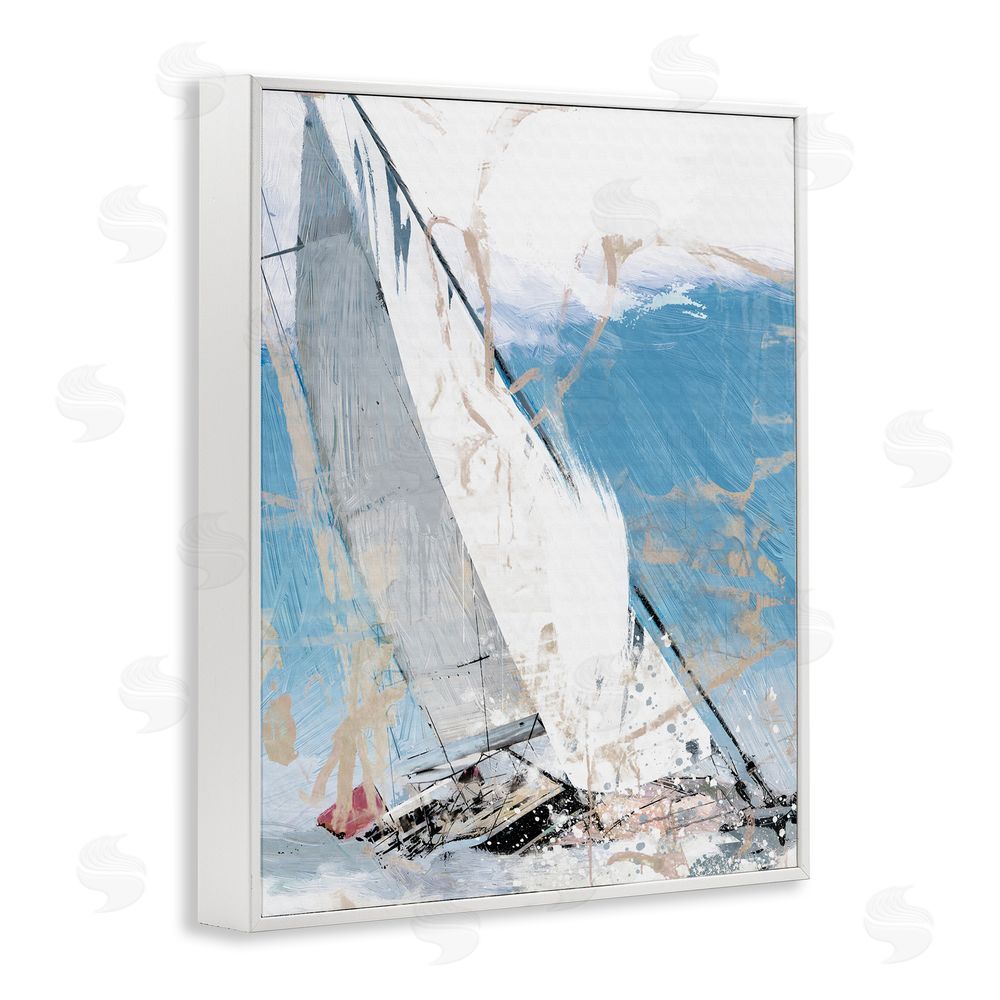 Savannah Miller Abstract Sailboat Waves White Framed Giclee Wall Art Print