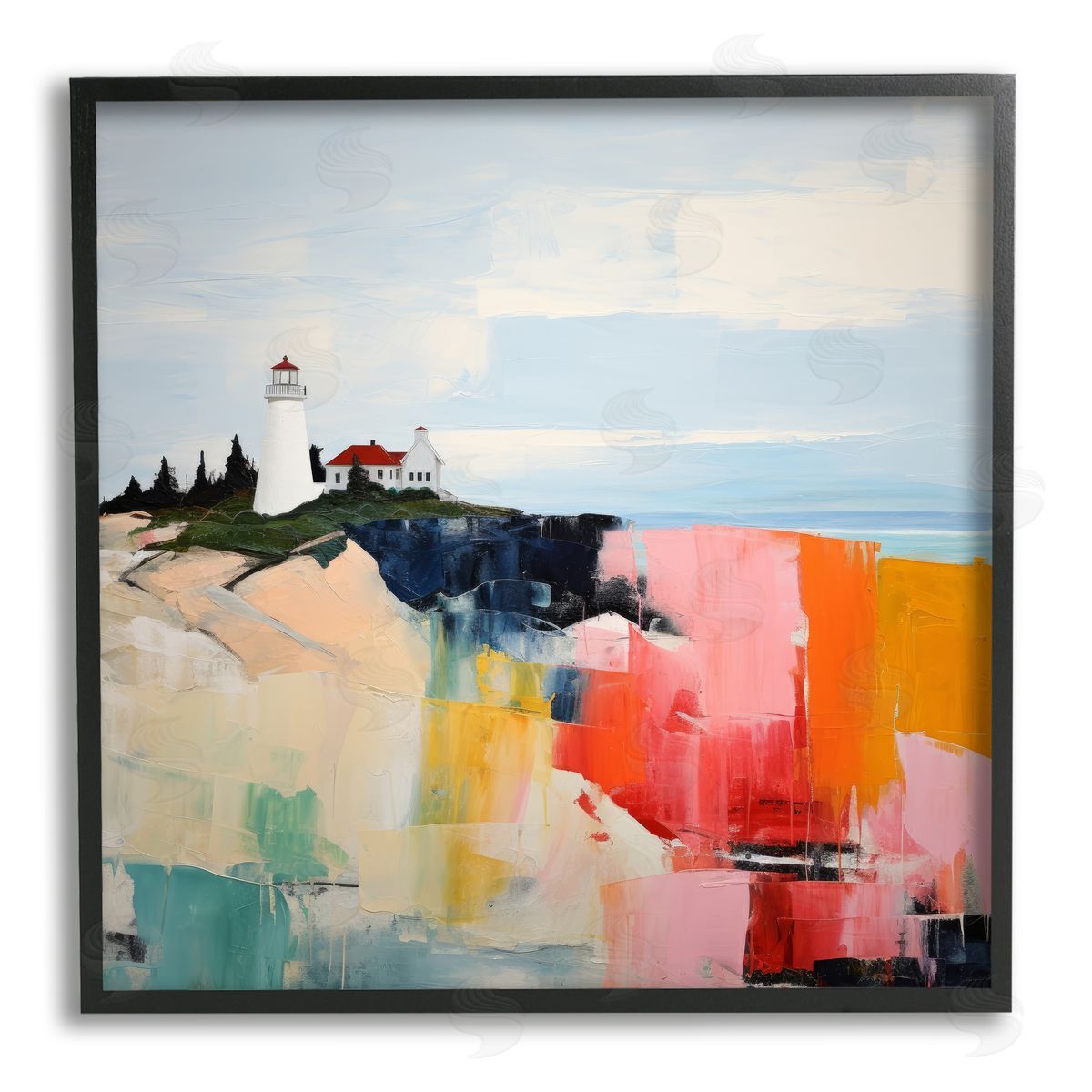 Irena Orlov Abstract Lighthouse View Black Framed Giclee Wall Artside_
