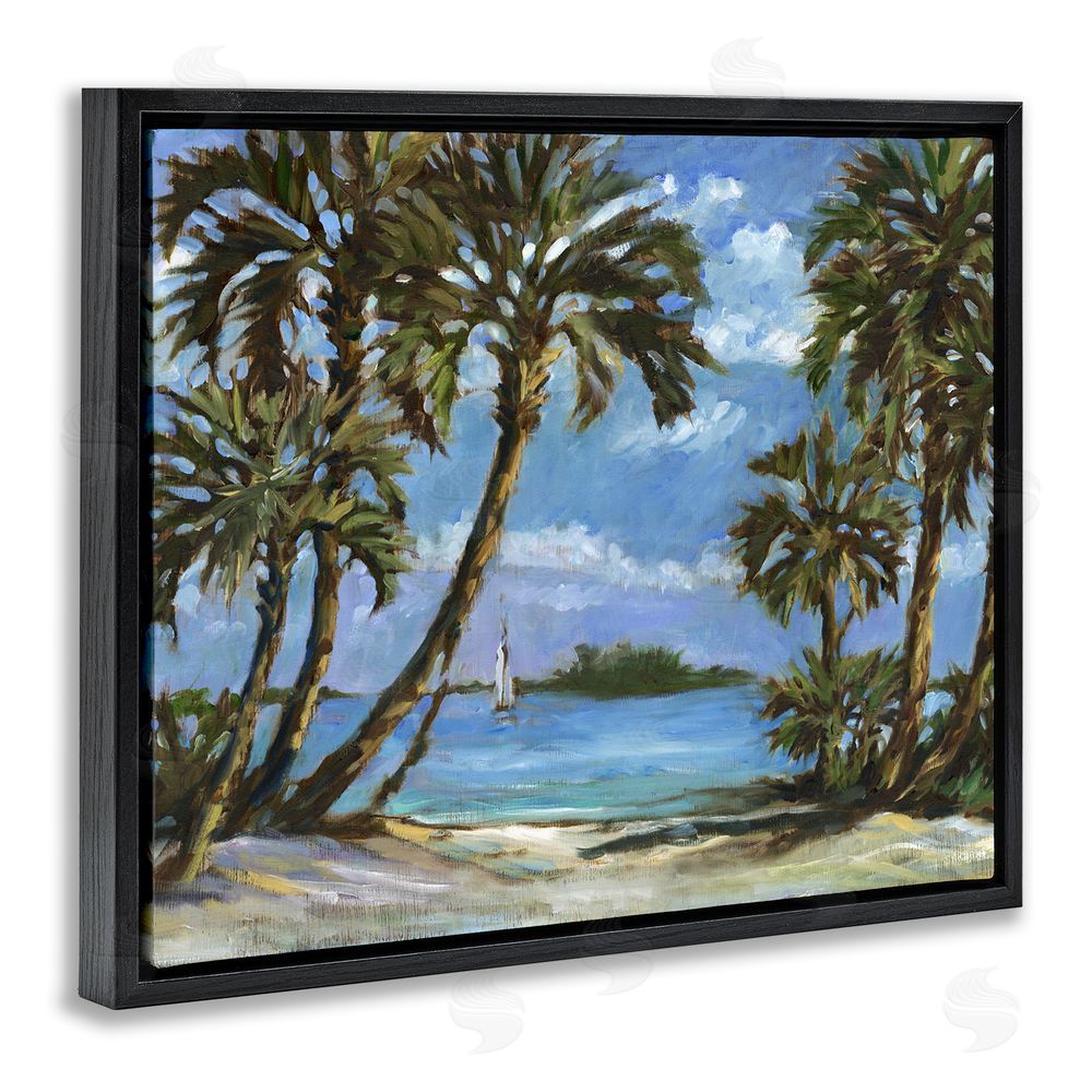 Paul Brent Summer Palms Landscape Black Floating Frame Canvas Wall Art Print