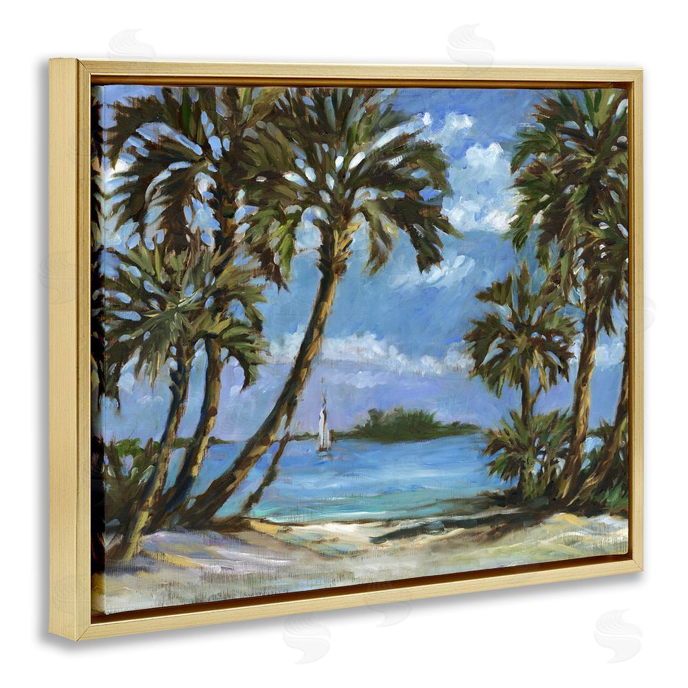 Paul Brent Summer Palms Landscape Gold Floating Frame Canvas Wall Art Print