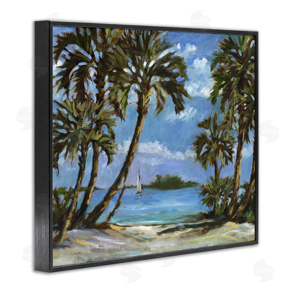 Paul Brent Summer Palms Landscape Black Framed Giclee Wall Art Print