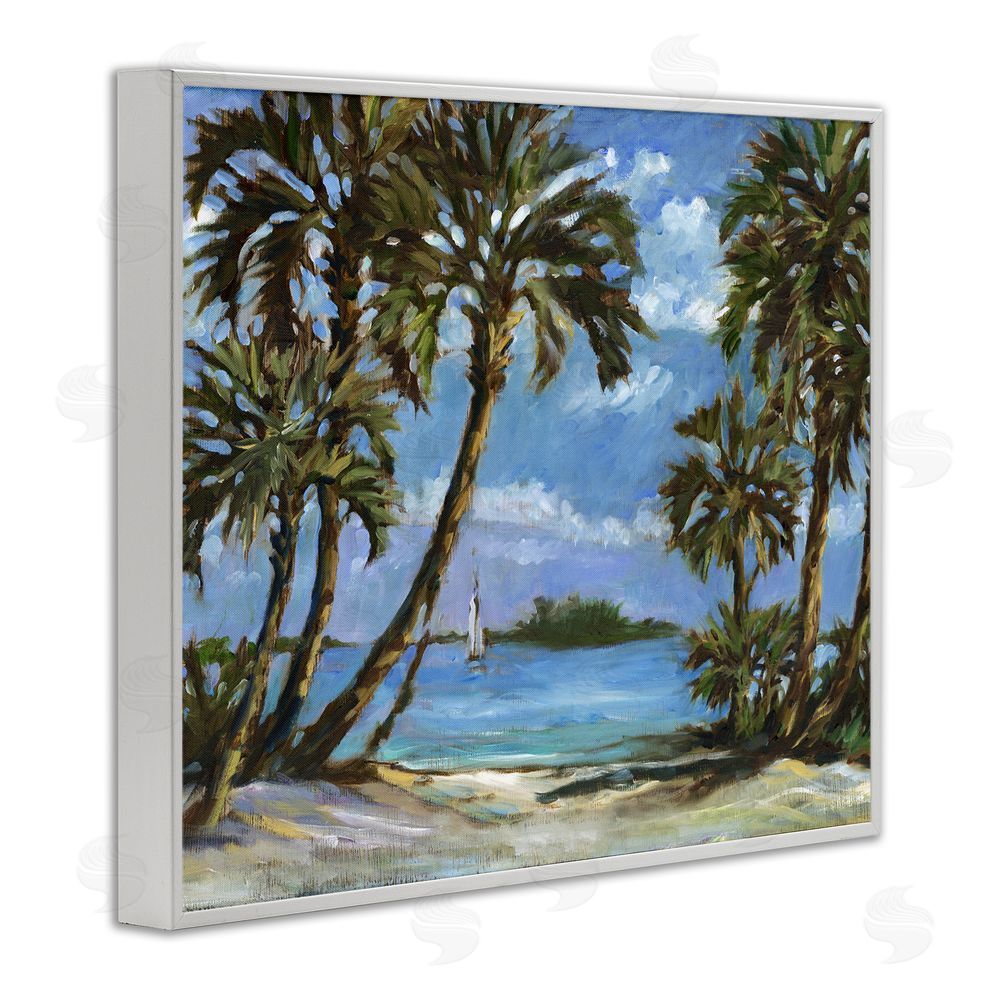 Paul Brent Summer Palms Landscape White Framed Giclee Wall Art Print