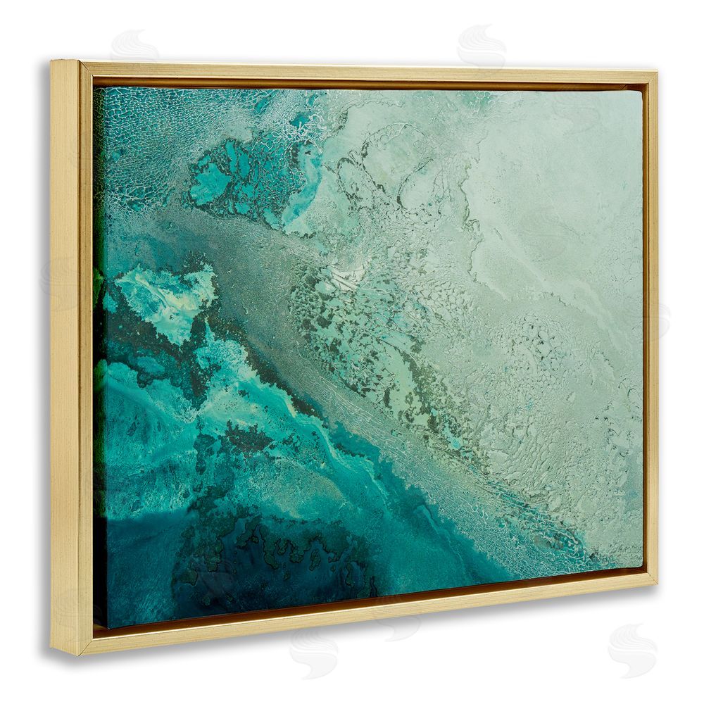 Petra Meikle de Vlas Aerial View Tide Pool Gold Floating Frame Canvas Wall Art Print